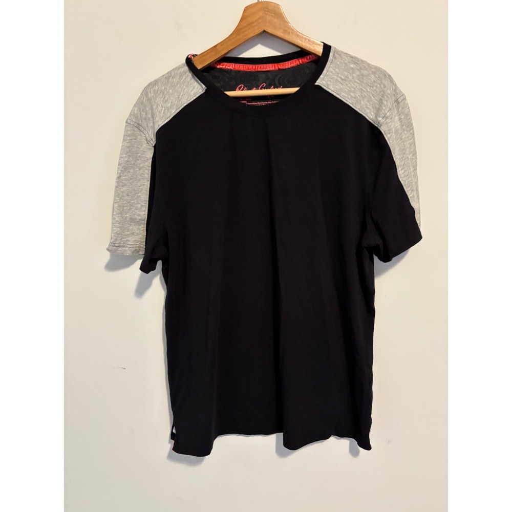 Robert Graham Mens Colorblock Raglan T-Shirt Black Gray Cotton Modal Size L
